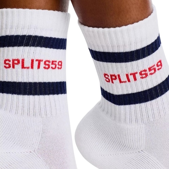 🆕Splits59 White Logo Stripe Quarter Socks - Picture 3 of 5